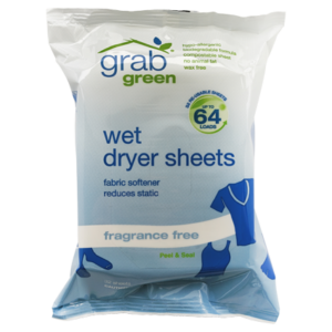 Grab Green Wet Dryer Sheets Fragrance Free 64 loads
