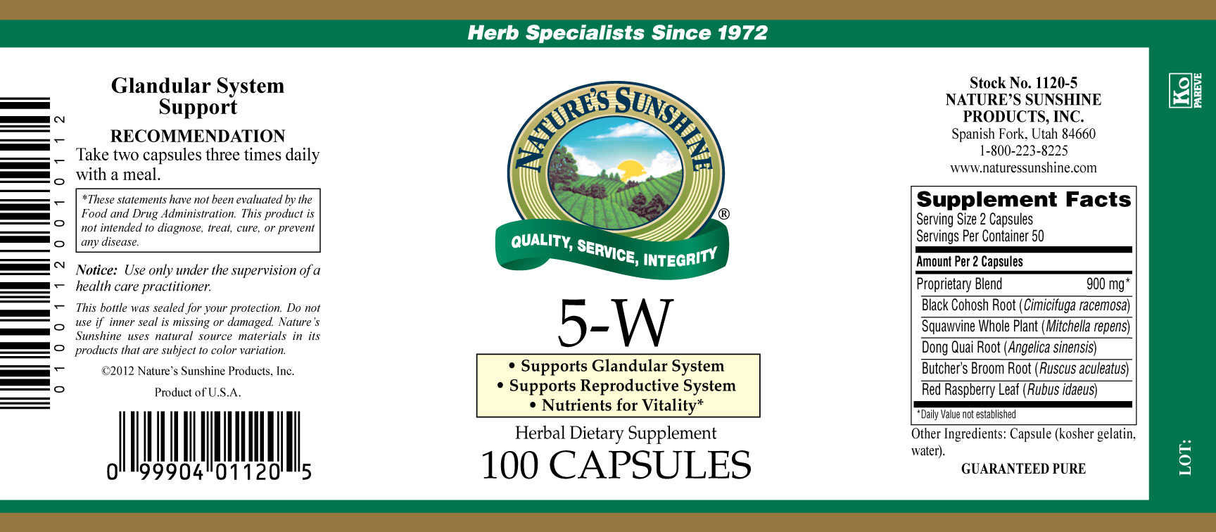 Nature's Sunshine 5W 100 capsules - Image 3